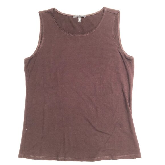 Eileen Fisher Scoop Neck Sleeveless Knit Tank Top in Chocolate Brown Size XS - Picture 2 of 9